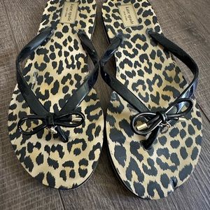 Kate Spade leopard flip flops size 10